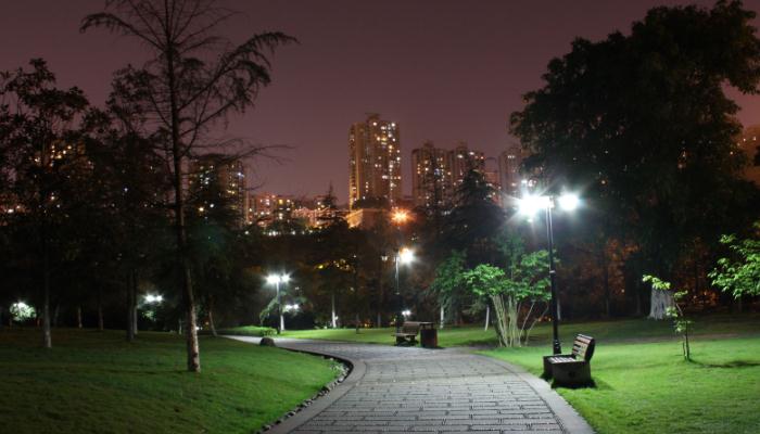 向日葵视频下载黄照明小区步道照明夜景效果图