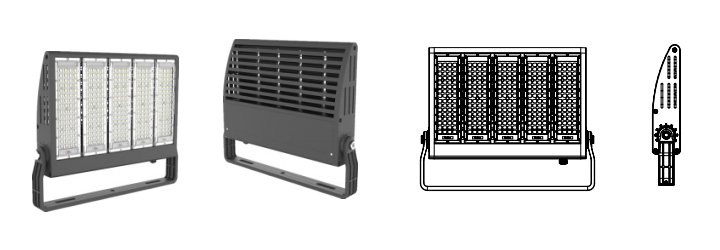 (QDLED-T023)专业大功率体育场馆照明LED投光灯100W-300W单排模组展示效果