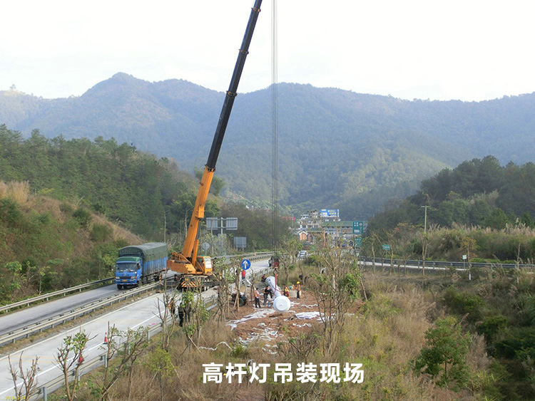 高速公路入口立交30米升降式向日葵污污视频吊装立杆现场